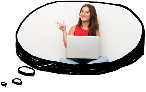 A woman learning Norwegian on laptop